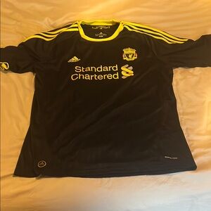 Adidas Kids Black and Neon Yellow Liverpool Jersey